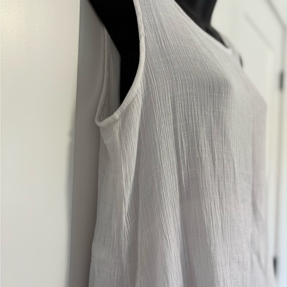 Casa Donna Linen Blend Layered Ruffled White Sleeveless Midi Dress Size Large - Picture 3 of 11